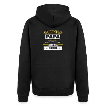 segeln papa - Unisex Premium Bio Zip Hoodie - Schwarz - Hinten - Nico (187cm)