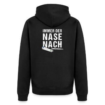 Koks Spruch Kokain Druffi Koksnase Raver Party - Unisex Premium Bio Zip Hoodie - Schwarz - Hinten - Nico (187cm)
