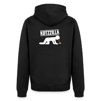 Kotzilla Betrunken Alkohol Bier - Unisex Premium Bio Zip Hoodie - Schwarz - Hinten - Nico (187cm)