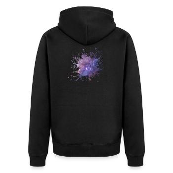 Weltraum Farbe, Farbklecks im Universum, Geschenk - Unisex Premium Bio Zip Hoodie - Schwarz - Hinten - Nico (187cm)