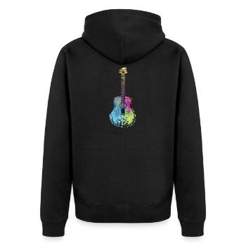 Guitarre Bunt Regenbogen Musik Instrument Geschenk - Unisex Premium Bio Zip Hoodie - Schwarz - Hinten - Nico (187cm)