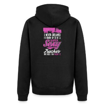 Sexy Funny Truck Driver Gift graphic 4 Truck - Unisex Premium Organic Zip Hoodie - black - Back - Nico (187cm)