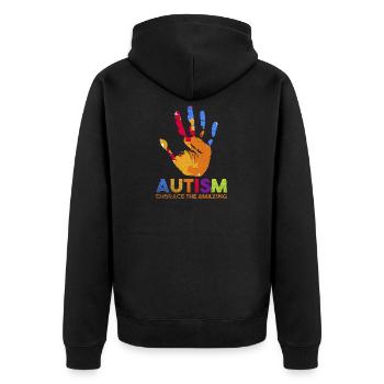 Autismus Geschenk Wohltätigkeit Aufmerksamkeit - Unisex Premium Bio Zip Hoodie - Schwarz - Hinten - Nico (187cm)