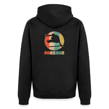 Parcour Sport Extreme Sports Salto Gift - Unisex Premium Organic Zip Hoodie - black - Back - Nico (187cm)