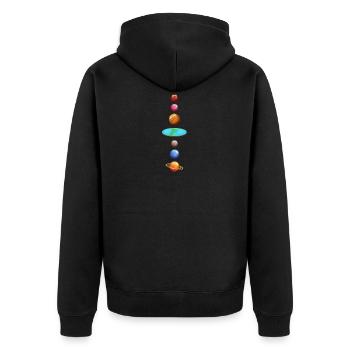 Planets Universe - Unisex Premium Organic Zip Hoodie - black - Back - Nico (187cm)
