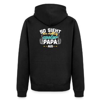Geschenk Vater cooler Papa - Unisex Premium Bio Zip Hoodie - Schwarz - Hinten - Nico (187cm)