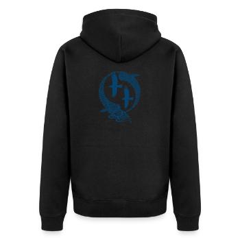 Odin Rabe Huginn Muninn ragnarok myther thor Geschenk - Unisex Premium Bio Zip Hoodie - Schwarz - Hinten - Nico (187cm)