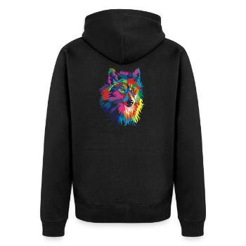 Loup coloré - Veste à capuche bio Premium Unisexe - noir - Dos - Nico (187cm)