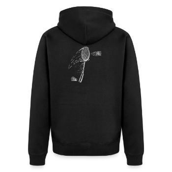 Badminton, Federball, Netz, Schläger, Geschenk - Unisex Premium Bio Zip Hoodie - Schwarz - Hinten - Nico (187cm)