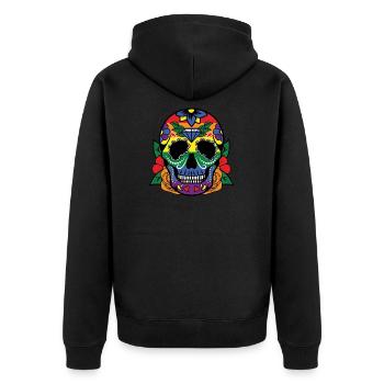LGBT Sugar Skull Gay Pride Homosexuelle Homo-Ehe - Unisex Premium Bio Zip Hoodie - Schwarz - Hinten - Nico (187cm)