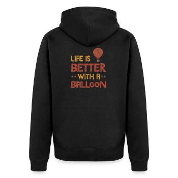 Ballonfahrer Pilot Heißluftballon Sprüche Geschenk - Unisex Premium Bio Zip Hoodie - Schwarz - Hinten - Nico (187cm)