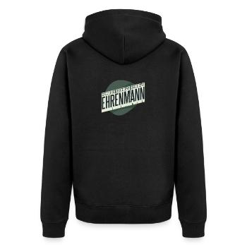 Ehrenmann - Unisex Premium Bio Zip Hoodie - Schwarz - Hinten - Nico (187cm)