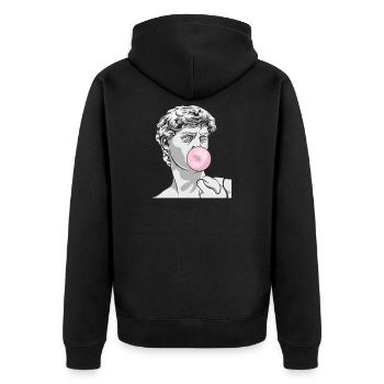 Cool wie Marmor - Unisex Premium Bio Zip Hoodie - Schwarz - Hinten - Nico (187cm)