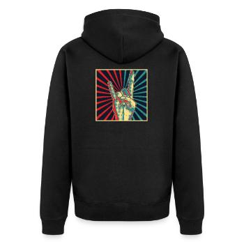 Pommes fork yeeeeaaah! - Unisex Premium Organic Zip Hoodie - black - Back - Nico (187cm)