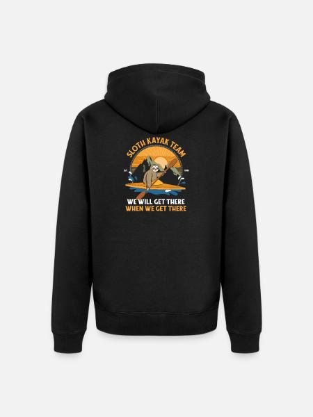 Sloth Kayaking, Sloth Kayak Team - Unisex Premium Organic Zip Hoodie - black