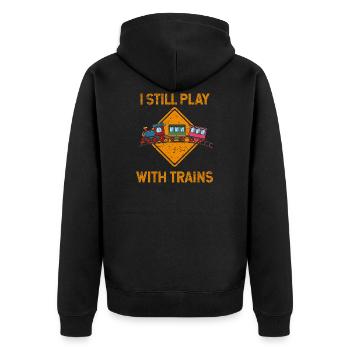 Train driver model train train railroad train driver - Unisex Premium Organic Zip Hoodie - black - Back - Nico (187cm)