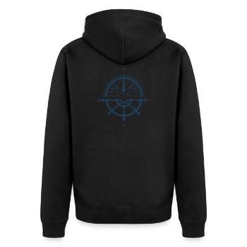 Seefahrer Design mit Kompass und Steuerrad - Unisex Premium Bio Zip Hoodie - Schwarz - Hinten - Nico (187cm)