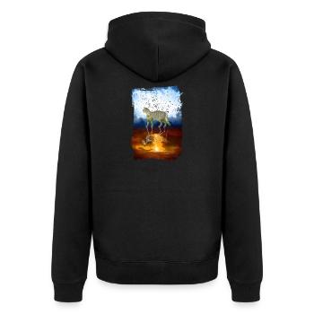 Schroedingers Katze Quanten Physik Mechanik Design - Unisex Premium Bio Zip Hoodie - Schwarz - Hinten - Nico (187cm)