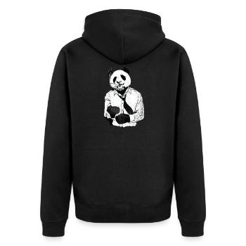 Panda - Ready to Rumble - Unisex Premium Organic Zip Hoodie - black - Back - Nico (187cm)