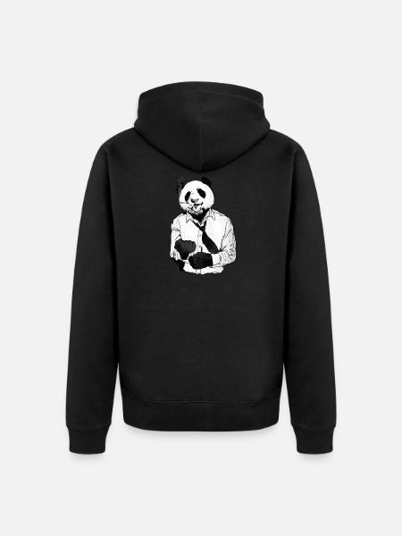 Panda - Ready to Rumble - Unisex Premium Organic Zip Hoodie - black