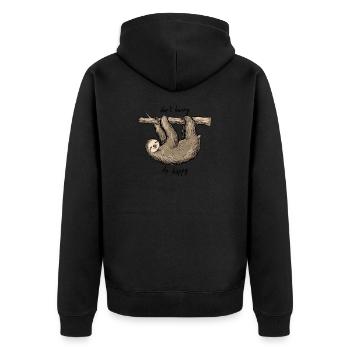 Do not hurry - Be happy! - Unisex Premium Organic Zip Hoodie - black - Back - Nico (187cm)