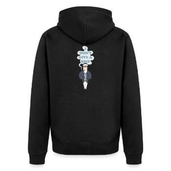 I don't give a ship - Unisex Premium Bio Zip Hoodie - Schwarz - Hinten - Nico (187cm)