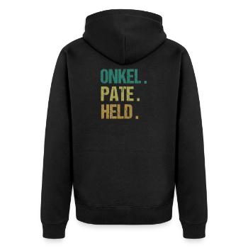 Uncle Godfather Hero Godfather Gift - Unisex Premium Organic Zip Hoodie - black - Back - Nico (187cm)