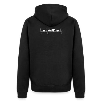 Wildschwein Herzschlag Heartbeat EKG Puls - Unisex Premium Bio Zip Hoodie - Schwarz - Hinten - Nico (187cm)