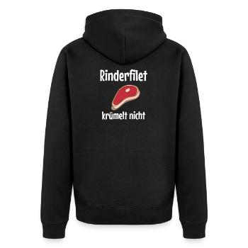 Beef fillet does not crumb - barbecue, grill - Unisex Premium Organic Zip Hoodie - black - Back - Nico (187cm)