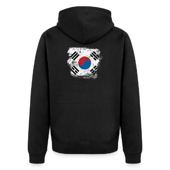 South Korea - Unisex Premium Organic Zip Hoodie - black - Back - Nico (187cm)