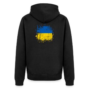 Ukraine - Unisex Premium Organic Zip Hoodie - black - Back - Nico (187cm)