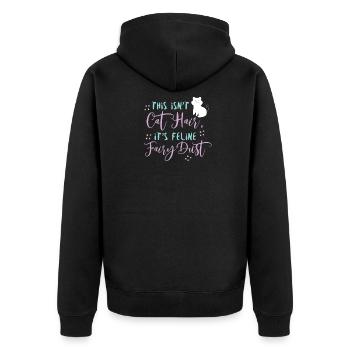 This isn't Cat Hair - it's feline Fairy Dust - Unisex Premium Bio Zip Hoodie - Schwarz - Hinten - Nico (187cm)