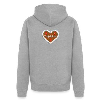 Teufelchen Lebkuchenherz Trachten Geschenk - Unisex Premium Bio Zip Hoodie - Grau meliert - Hinten - Nico (187cm)