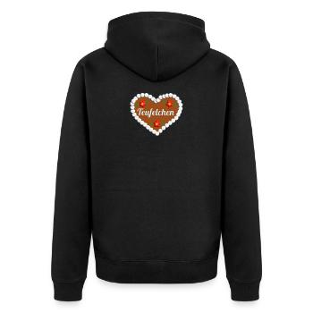 Teufelchen Lebkuchenherz Trachten Geschenk - Unisex Premium Bio Zip Hoodie - Schwarz - Hinten - Nico (187cm)