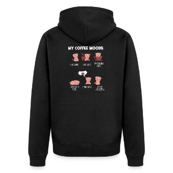 Pig - Piglet - Pigs - Coffee - Coffee Drink - Unisex Premium Organic Zip Hoodie - black - Back - Nico (187cm)