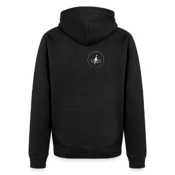 Angler Fisch Motiv - Unisex Premium Bio Zip Hoodie - Schwarz - Hinten - Nico (187cm)