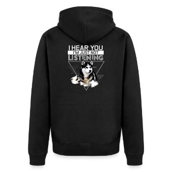 Siberian Husky Besitzer Geschenk Design - einfach nicht - Unisex Premium Bio Zip Hoodie - Schwarz - Hinten - Nico (187cm)