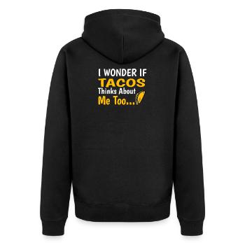Taco - Unisex Premium Bio Zip Hoodie - Schwarz - Hinten - Nico (187cm)