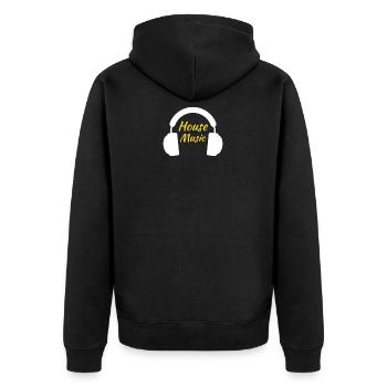 House Music - Unisex Premium Bio Zip Hoodie - Schwarz - Hinten - Nico (187cm)