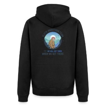 Faultier Marathon, Faultier Marathon Team - Unisex Premium Bio Zip Hoodie - Schwarz - Hinten - Nico (187cm)
