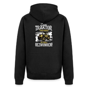 Einschulung Schule Klasse Schulkind Traktor - Unisex Premium Bio Zip Hoodie - Schwarz - Hinten - Nico (187cm)