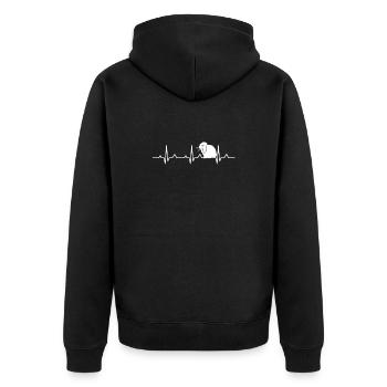 Kaninchen Hase Holland Lop Schlappohr Herzschlag - Unisex Premium Bio Zip Hoodie - Schwarz - Hinten - Nico (187cm)