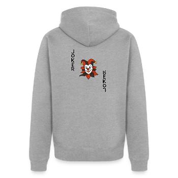 Joker Casino Spielkarte Kartenspiel Karte Spieler - Unisex Premium Bio Zip Hoodie - Grau meliert - Hinten - Nico (187cm)