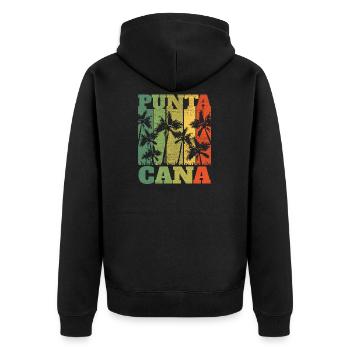 Cadeau rétro de Punta Cana en République dominicaine - Veste à capuche bio Premium Unisexe - noir - Dos - Nico (187cm)