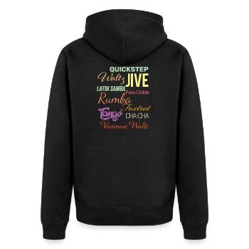 Ballroom Dance Words - Waltz Jive Samba Paso Doble - Unisex Premium Organic Zip Hoodie - black - Back - Nico (187cm)
