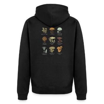 Edible Mushroom Fan Mycology Types Gift print - Unisex Premium Organic Zip Hoodie - black - Back - Nico (187cm)