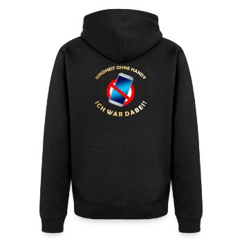 Kindheit ohne Handy ich war dabei - Unisex Premium Bio Zip Hoodie - Schwarz - Hinten - Nico (187cm)