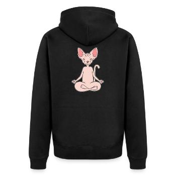 Sphynx Katze Katzen Kitten Yoga Gymnastik Geschenk - Unisex Premium Bio Zip Hoodie - Schwarz - Hinten - Nico (187cm)