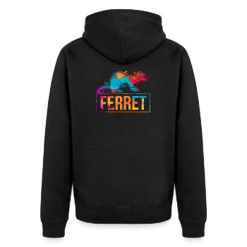 frettchen - Unisex Premium Bio Zip Hoodie - Schwarz - Hinten - Nico (187cm)