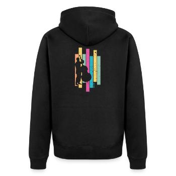 Kontrabass Retro 80er Kontrabassist Jazz Geschenk - Unisex Premium Bio Zip Hoodie - Schwarz - Hinten - Nico (187cm)